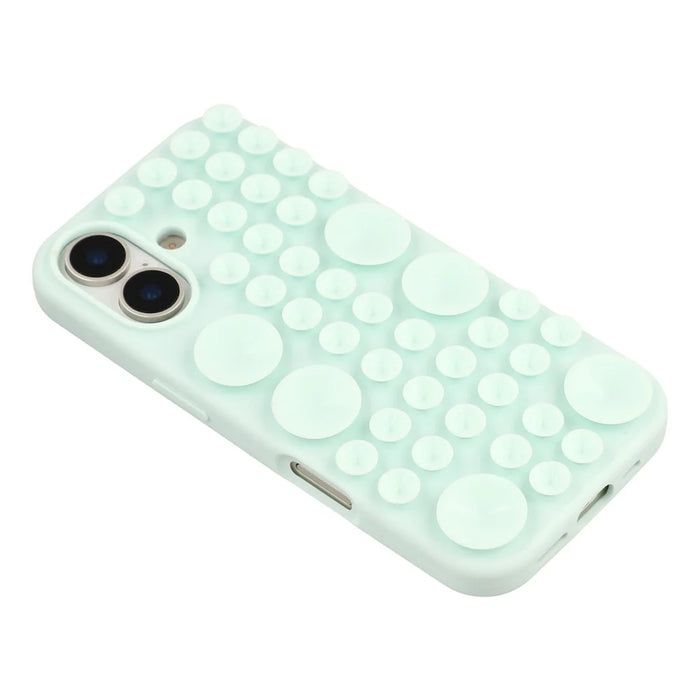 For iPhone 16 Case Suction Cup Silicone Phone Cover with Fabric Lining - Green - 4