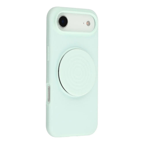 For iPhone Air Silicone Case Wave Pattern Folding Kickstand Phone Cover Built-In Soft Fabric Lining - Light Green - 1