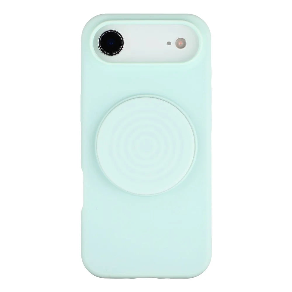 For iPhone Air Silicone Case Wave Pattern Folding Kickstand Phone Cover Built-In Soft Fabric Lining - Light Green - 3