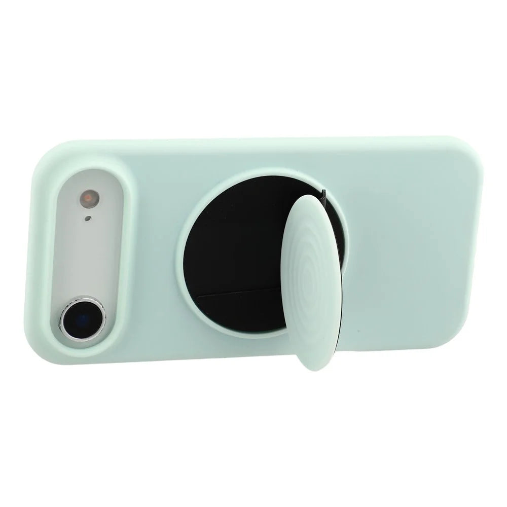 For iPhone Air Silicone Case Wave Pattern Folding Kickstand Phone Cover Built-In Soft Fabric Lining - Light Green - 4