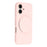 For iPhone 16 Silicone Case Wave Pattern Folding Kickstand Phone Cover Built-In Soft Fabric Lining - Pink - 1
