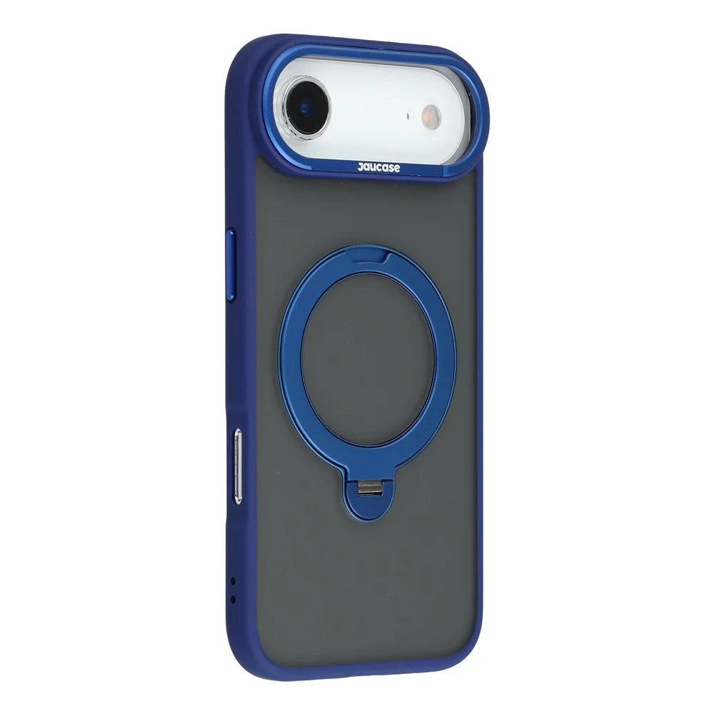 JAUCASE For iPhone Air Case Rotating Kickstand Skin-Touch Matte PC + TPU Phone Cover - Transparent Blue - 1
