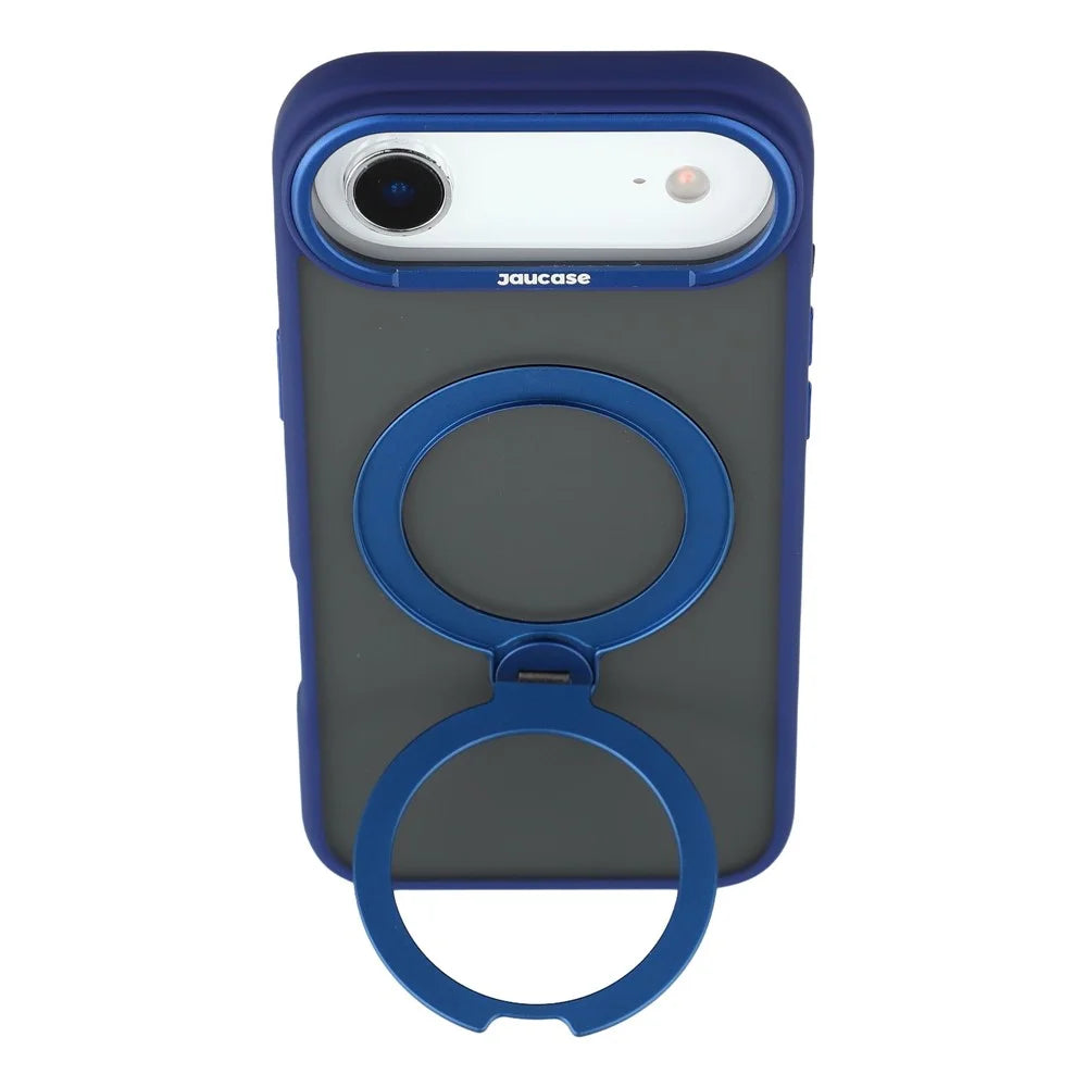JAUCASE For iPhone Air Case Rotating Kickstand Skin-Touch Matte PC + TPU Phone Cover - Transparent Blue - 4