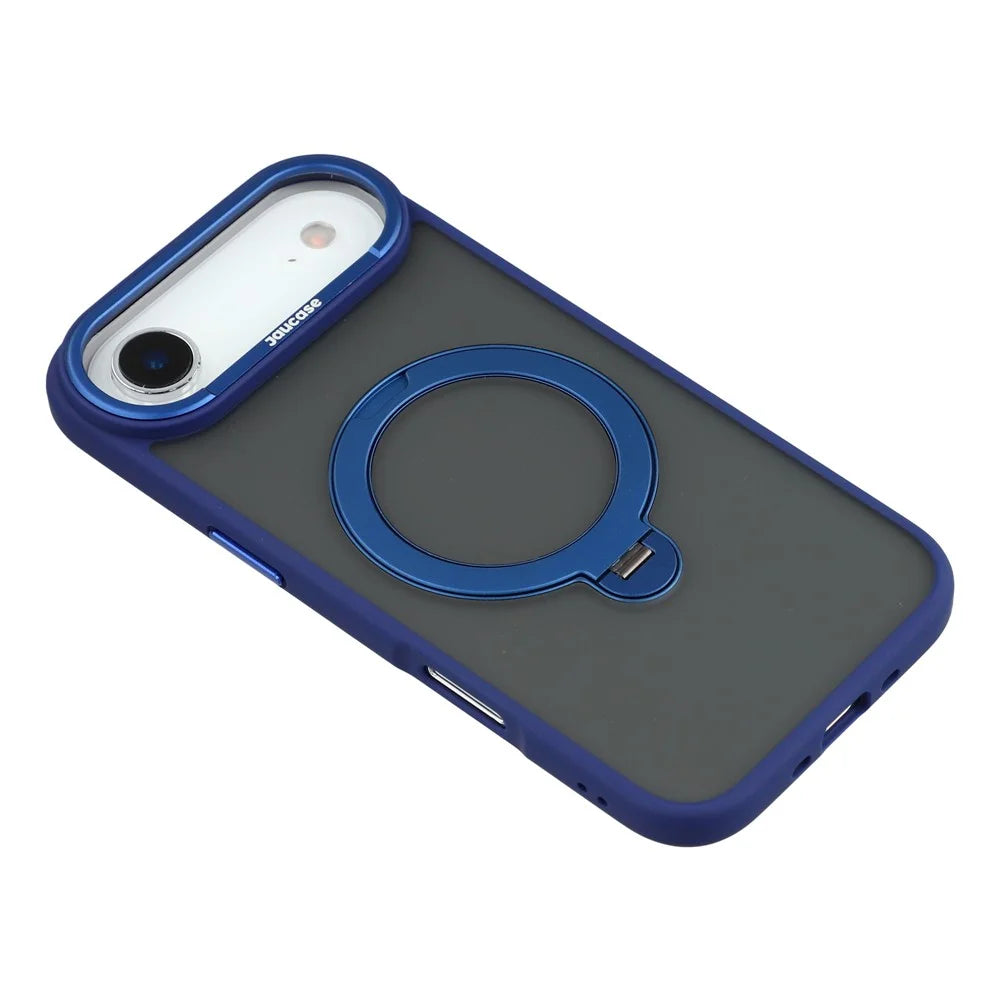 JAUCASE For iPhone Air Case Rotating Kickstand Skin-Touch Matte PC + TPU Phone Cover - Transparent Blue - 5