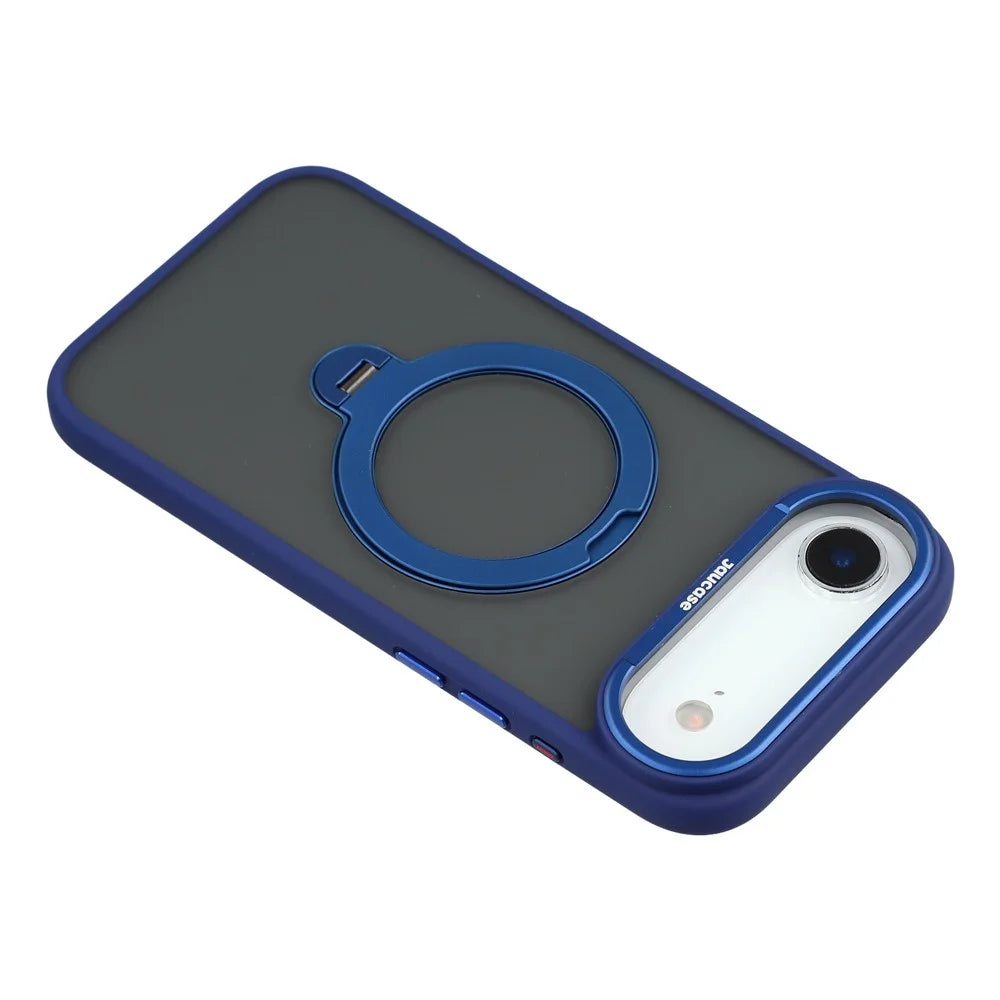 JAUCASE For iPhone Air Case Rotating Kickstand Skin-Touch Matte PC + TPU Phone Cover - Transparent Blue - 6
