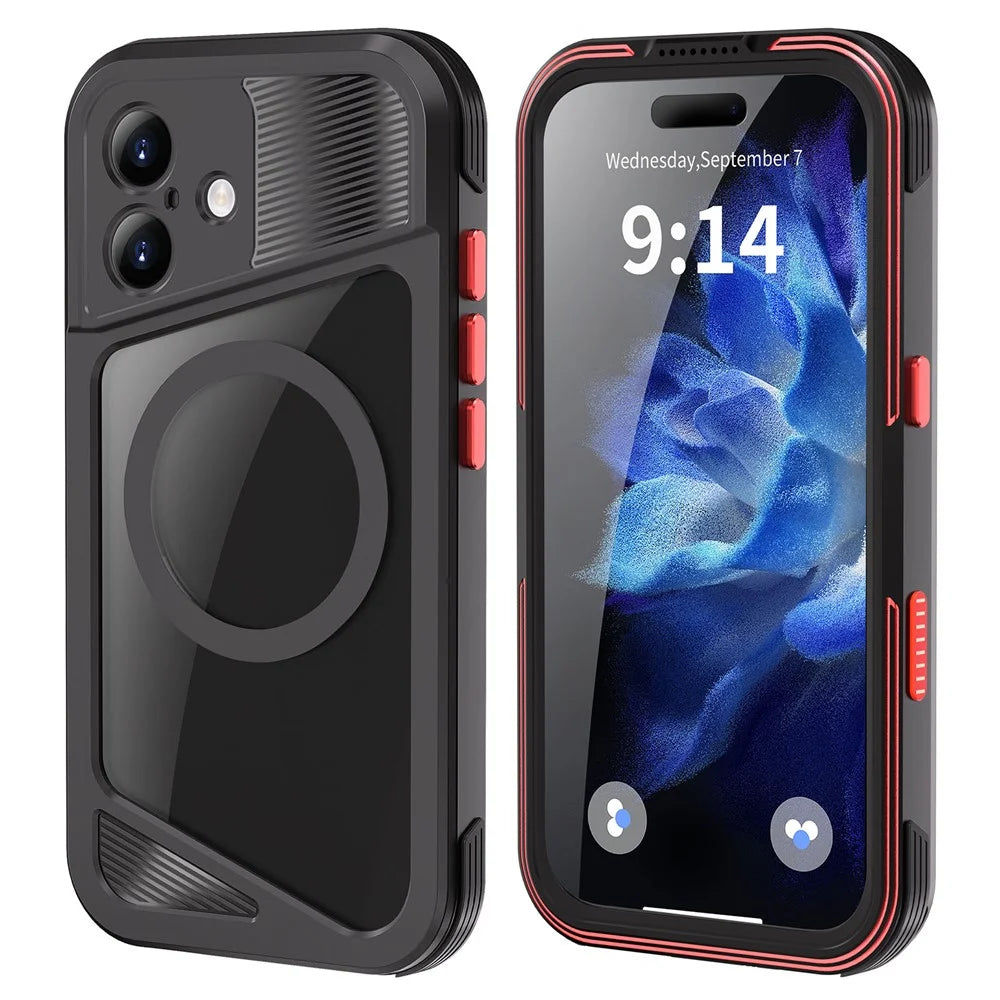 SHELLBOX GTM Series For iPhone 17 Magnetic Case IP68 Waterproof TPU PC Metal Frame Diving Phone Cover - 1