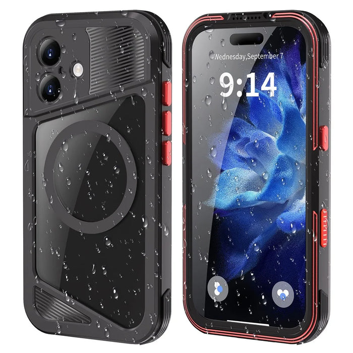 SHELLBOX GTM Series For iPhone 17 Magnetic Case IP68 Waterproof TPU PC Metal Frame Diving Phone Cover - 2