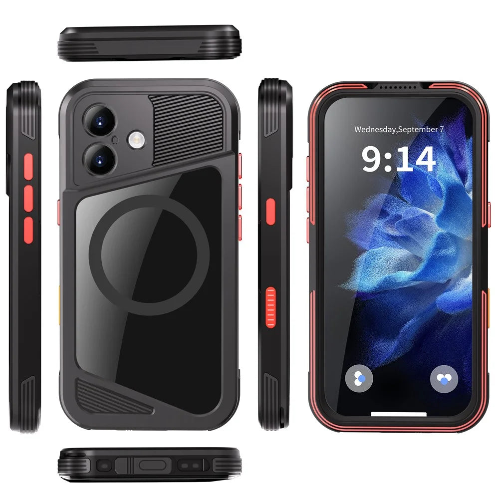 SHELLBOX GTM Series For iPhone 17 Magnetic Case IP68 Waterproof TPU PC Metal Frame Diving Phone Cover - 3
