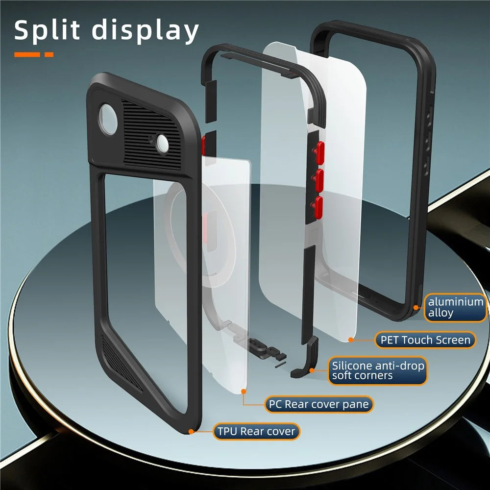 SHELLBOX GTM Series For iPhone Air Magnetic Case IP68 Waterproof TPU PC Metal Frame Diving Phone Cover - 5