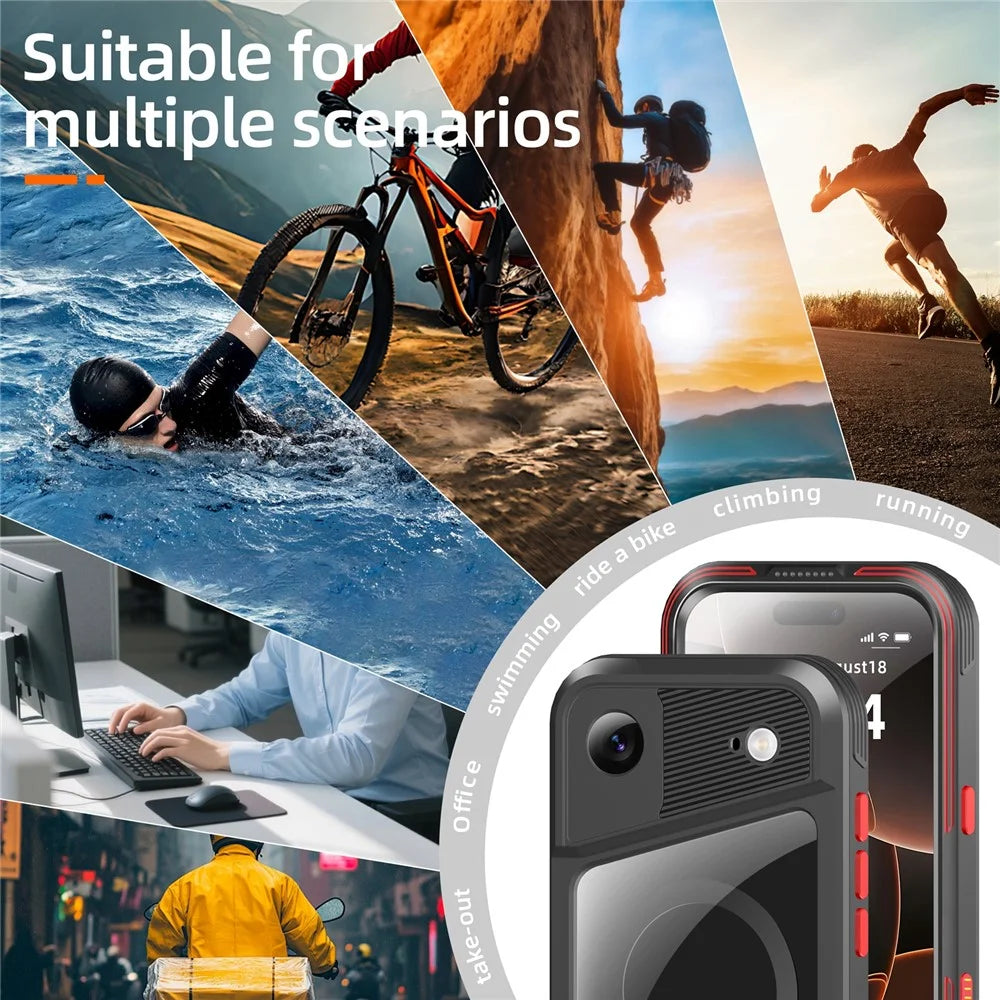 SHELLBOX GTM Series For iPhone Air Magnetic Case IP68 Waterproof TPU PC Metal Frame Diving Phone Cover - 6