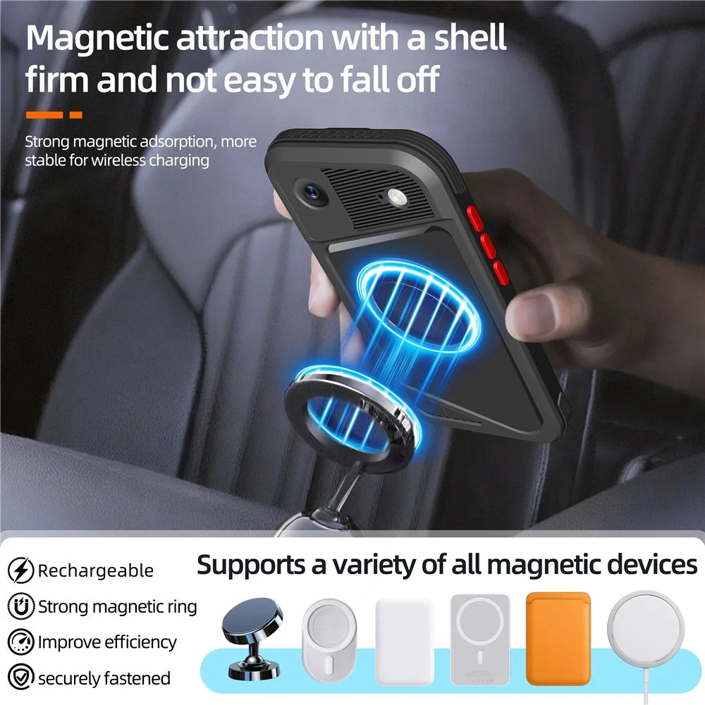 SHELLBOX GTM Series For iPhone Air Magnetic Case IP68 Waterproof TPU PC Metal Frame Diving Phone Cover - 7