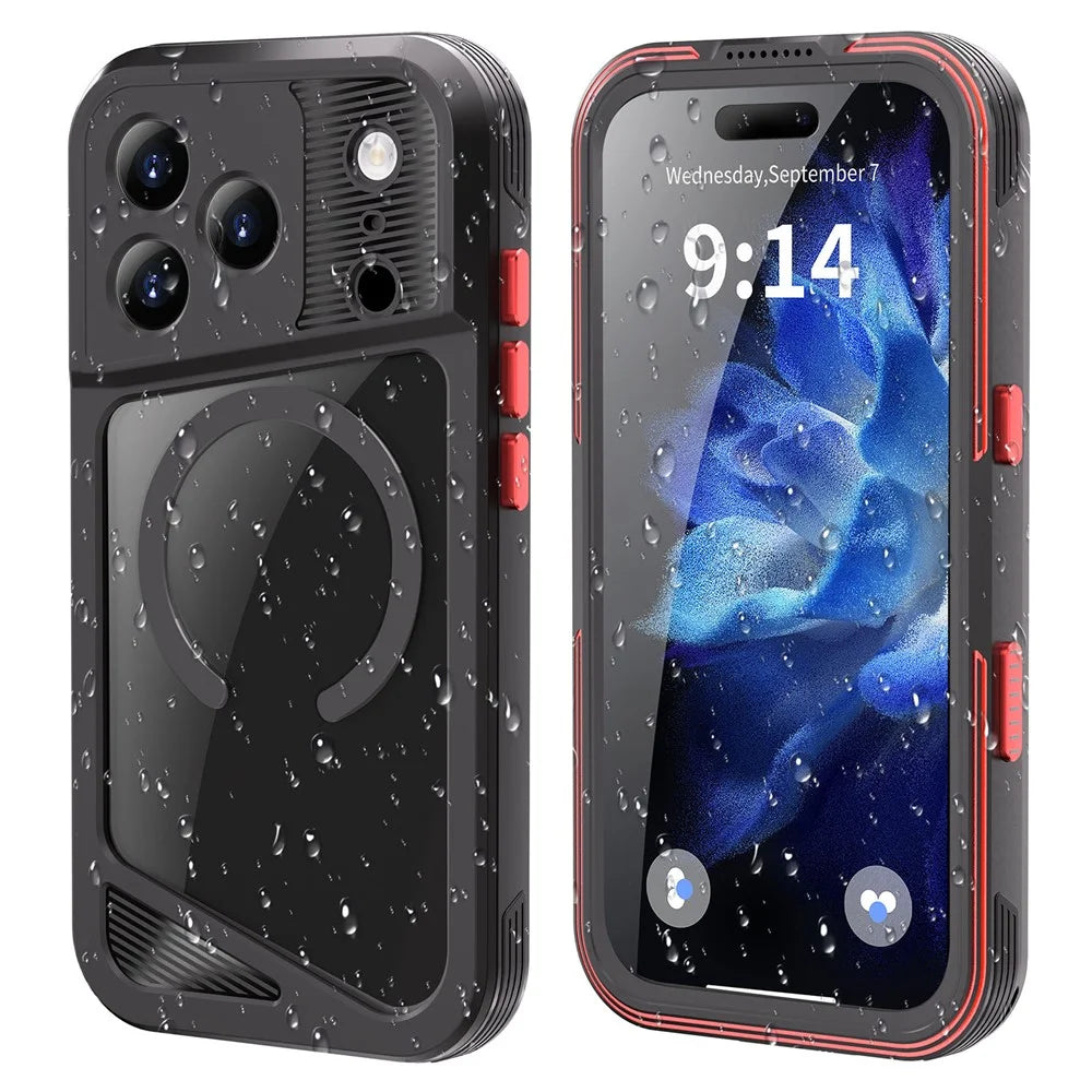 SHELLBOX GTM Series For iPhone 17 Pro Magnetic Case IP68 Waterproof TPU PC Metal Frame Diving Phone Cover - 2