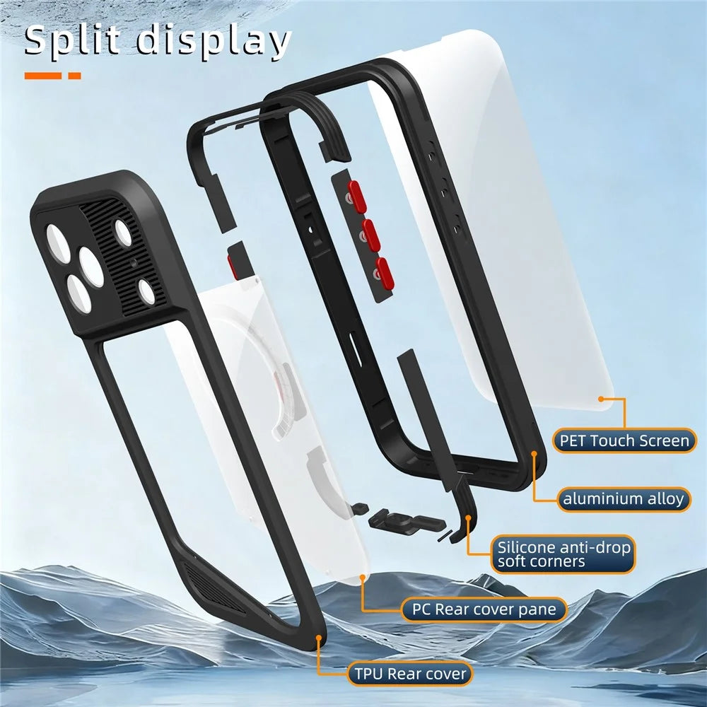 SHELLBOX GTM Series For iPhone 17 Pro Max Magnetic Case IP68 Waterproof TPU PC Metal Frame Diving Phone Cover - 5