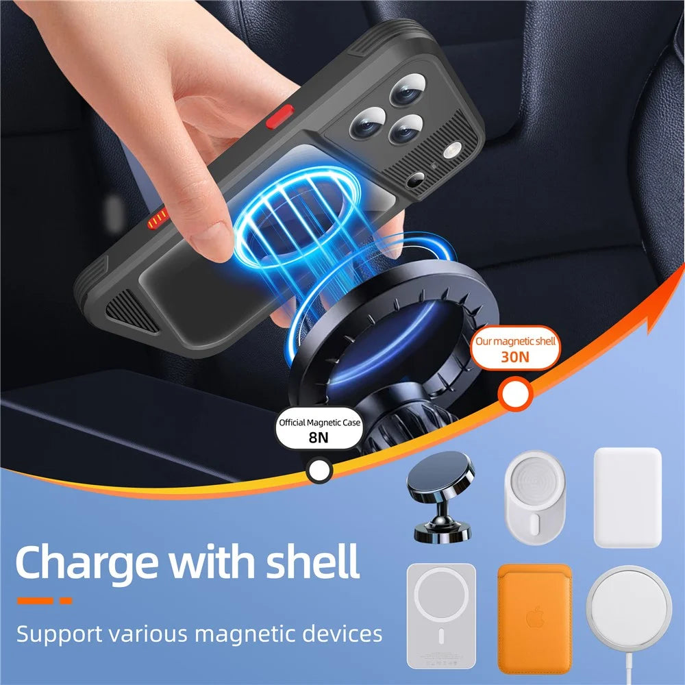 SHELLBOX GTM Series For iPhone 17 Pro Max Magnetic Case IP68 Waterproof TPU PC Metal Frame Diving Phone Cover - 7