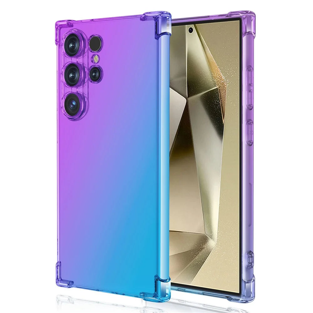 For Samsung Galaxy S25 Ultra Case Gradient Color TPU Phone Case Anti-Drop Phone Cover - Purple  /  Blue - 1