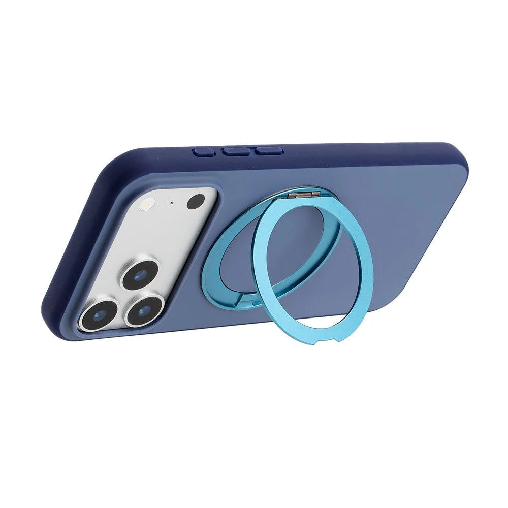 For iPhone 17 Pro Max Magnetic Case Rotary Kickstand Skin Touch PC + TPU Phone Cover Support Wireless Charging - Dark Blue - 2