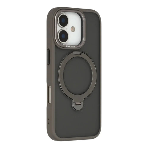 JAUCASE For iPhone 17 Case Rotating Kickstand Skin-Touch Matte PC + TPU Phone Cover - Titanium Grey - 1