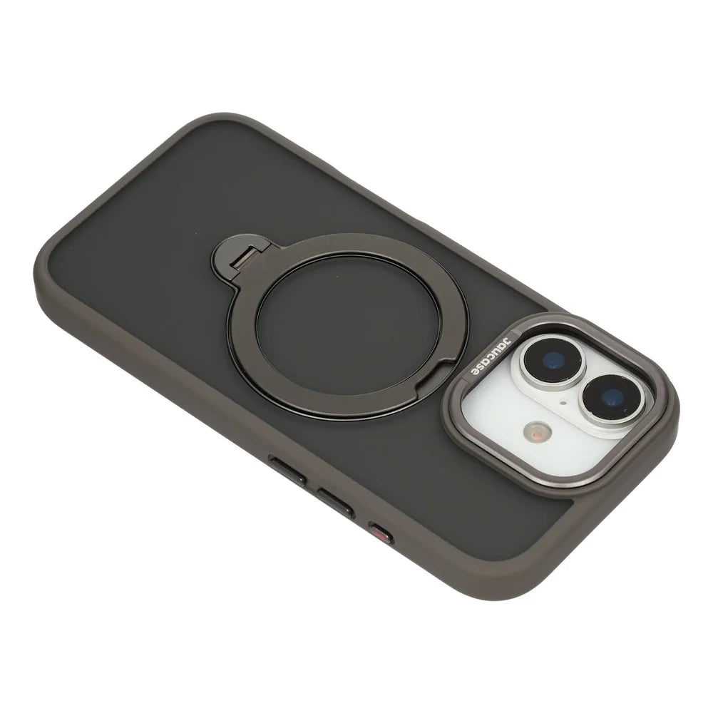 JAUCASE For iPhone 17 Case Rotating Kickstand Skin-Touch Matte PC + TPU Phone Cover - Titanium Grey - 6