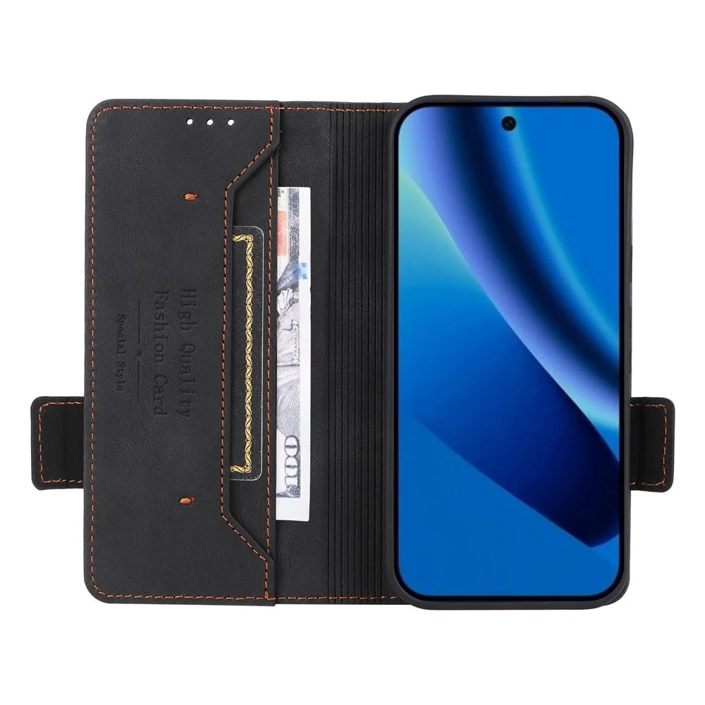 For Google Pixel 10a Case Leather Wallet Flip Phone Cover with Hardware Decor - Black - 2