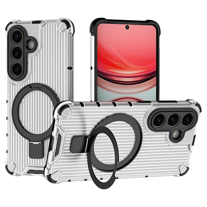 For Samsung Galaxy S26 Magnetic Case with Kickstand PC + TPU Phone Cover - Transparent - 1
