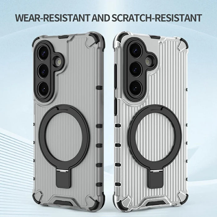 For Samsung Galaxy S26 Magnetic Case with Kickstand PC + TPU Phone Cover - Transparent - 2
