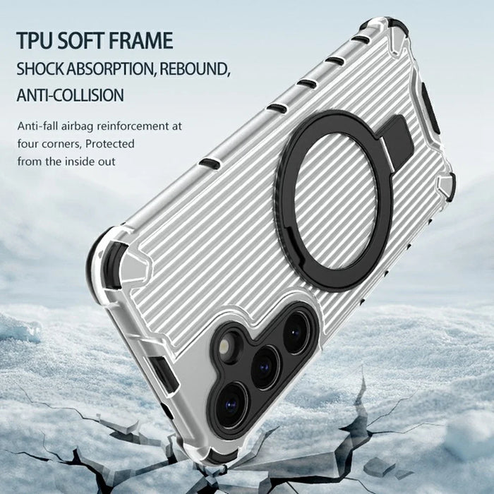 For Samsung Galaxy S26+ Magnetic Case with Kickstand PC + TPU Phone Cover - Transparent - 3