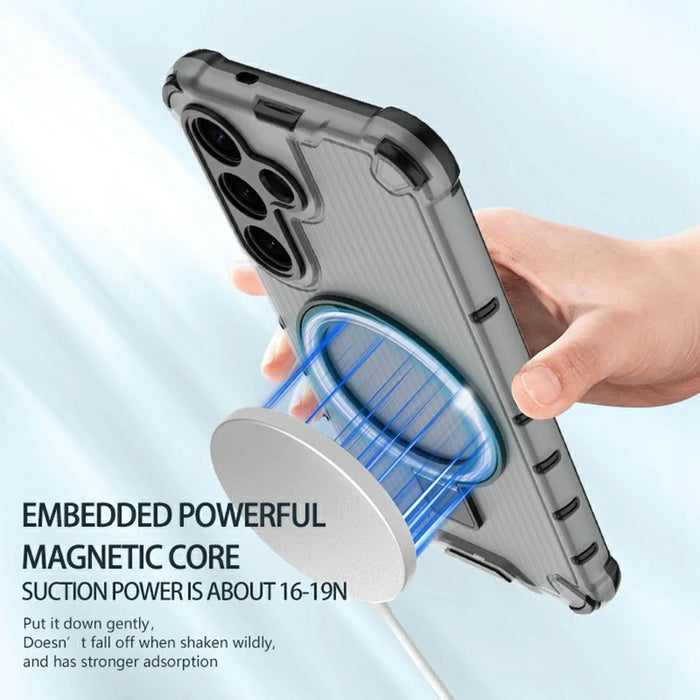 For Samsung Galaxy S26+ Magnetic Case with Kickstand PC + TPU Phone Cover - Transparent - 4