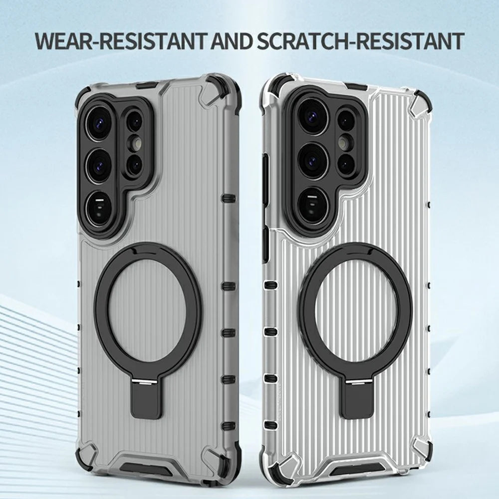 For Samsung Galaxy S26 Ultra Magnetic Case with Kickstand PC + TPU Phone Cover - Transparent - 2