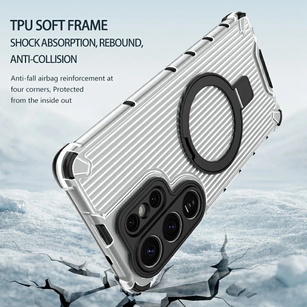 For Samsung Galaxy S26 Ultra Magnetic Case with Kickstand PC + TPU Phone Cover - Transparent - 3