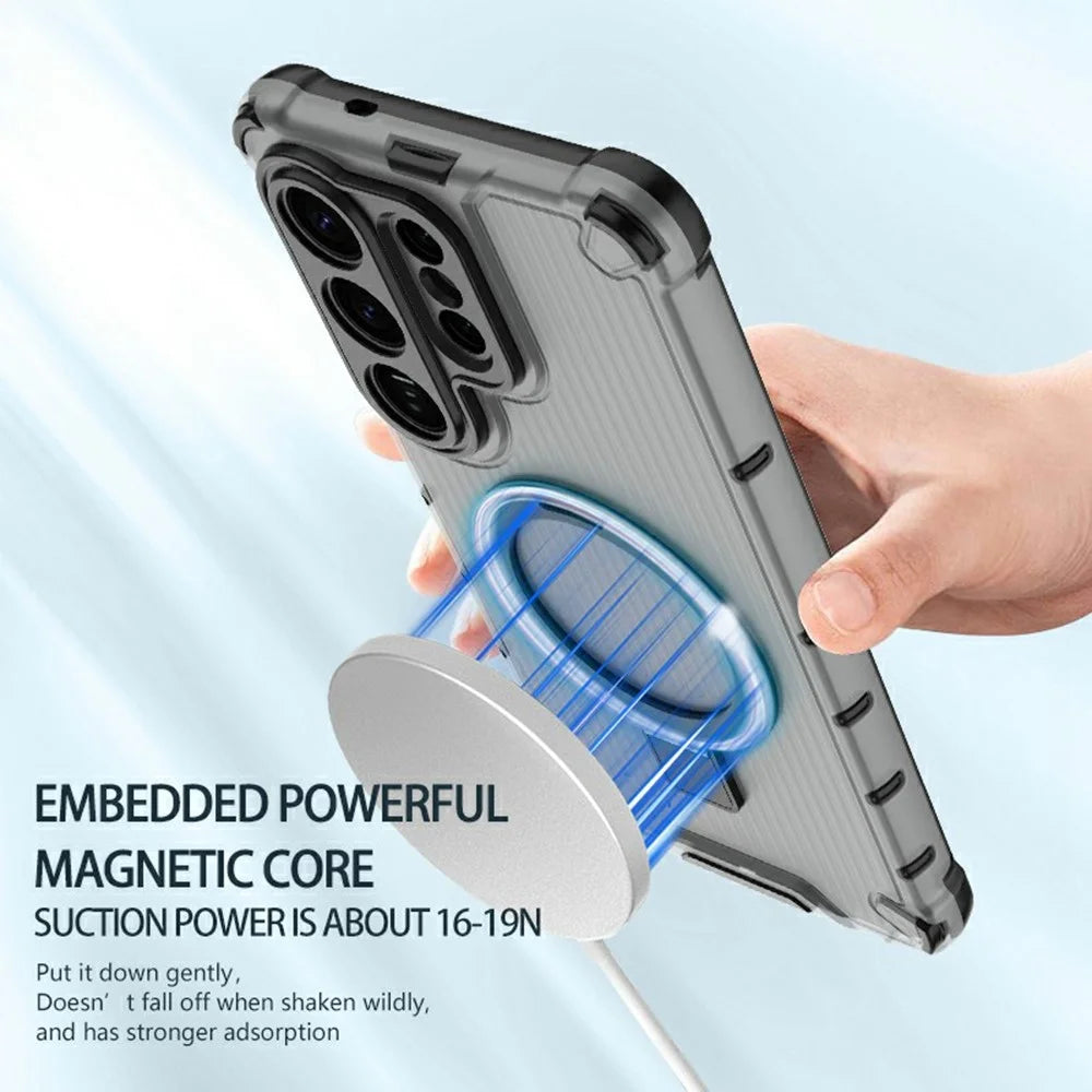 For Samsung Galaxy S26 Ultra Magnetic Case with Kickstand PC + TPU Phone Cover - Transparent - 4