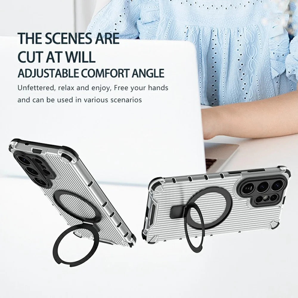 For Samsung Galaxy S26 Ultra Magnetic Case with Kickstand PC + TPU Phone Cover - Transparent - 6