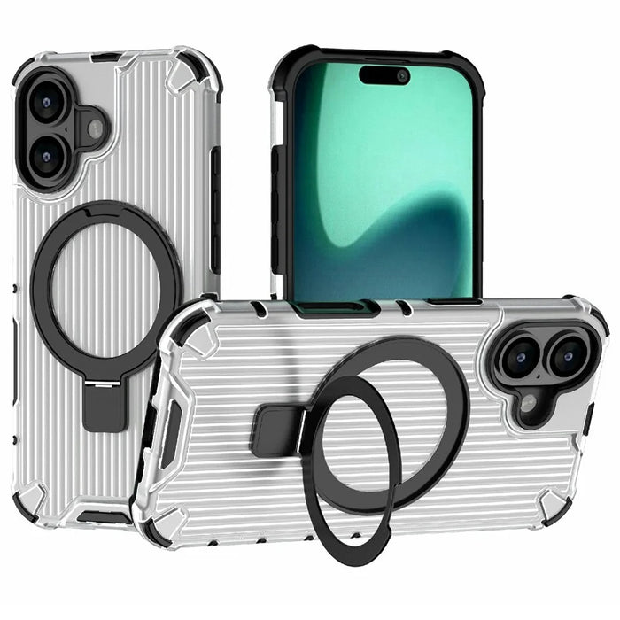 For iPhone 17 Magnetic Case with Kickstand PC + TPU Phone Cover Compatible with MagSafe - Transparent - 1
