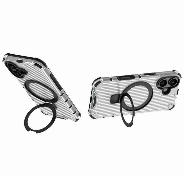 For iPhone 17 Magnetic Case with Kickstand PC + TPU Phone Cover Compatible with MagSafe - Transparent - 2