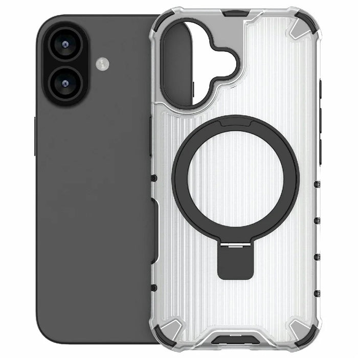 For iPhone 17 Magnetic Case with Kickstand PC + TPU Phone Cover Compatible with MagSafe - Transparent - 4