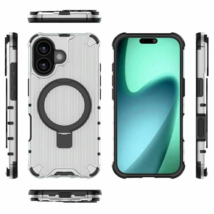 For iPhone 17 Magnetic Case with Kickstand PC + TPU Phone Cover Compatible with MagSafe - Transparent - 5