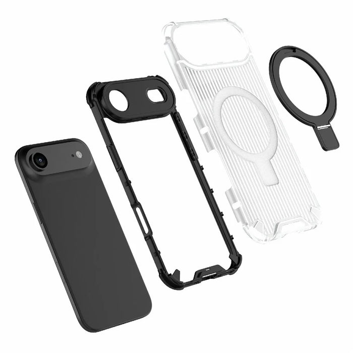 For iPhone Air Magnetic Case with Kickstand PC + TPU Phone Cover Compatible with MagSafe - Transparent - 3
