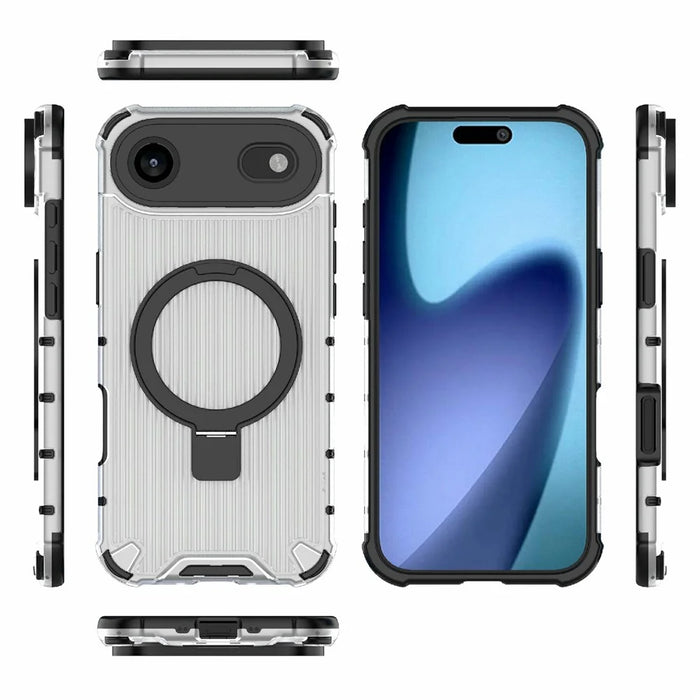 For iPhone Air Magnetic Case with Kickstand PC + TPU Phone Cover Compatible with MagSafe - Transparent - 5