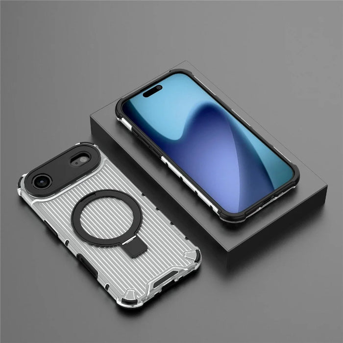 For iPhone Air Magnetic Case with Kickstand PC + TPU Phone Cover Compatible with MagSafe - Transparent - 6