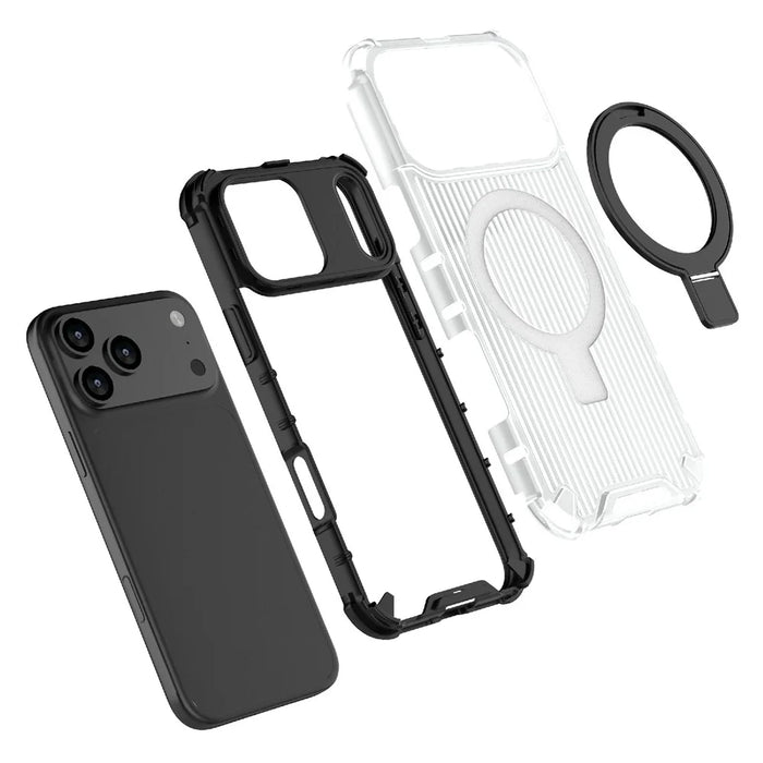 For iPhone 18 Pro / 17 Pro Magnetic Case with Kickstand PC + TPU Phone Cover Compatible with MagSafe - Transparent - 3