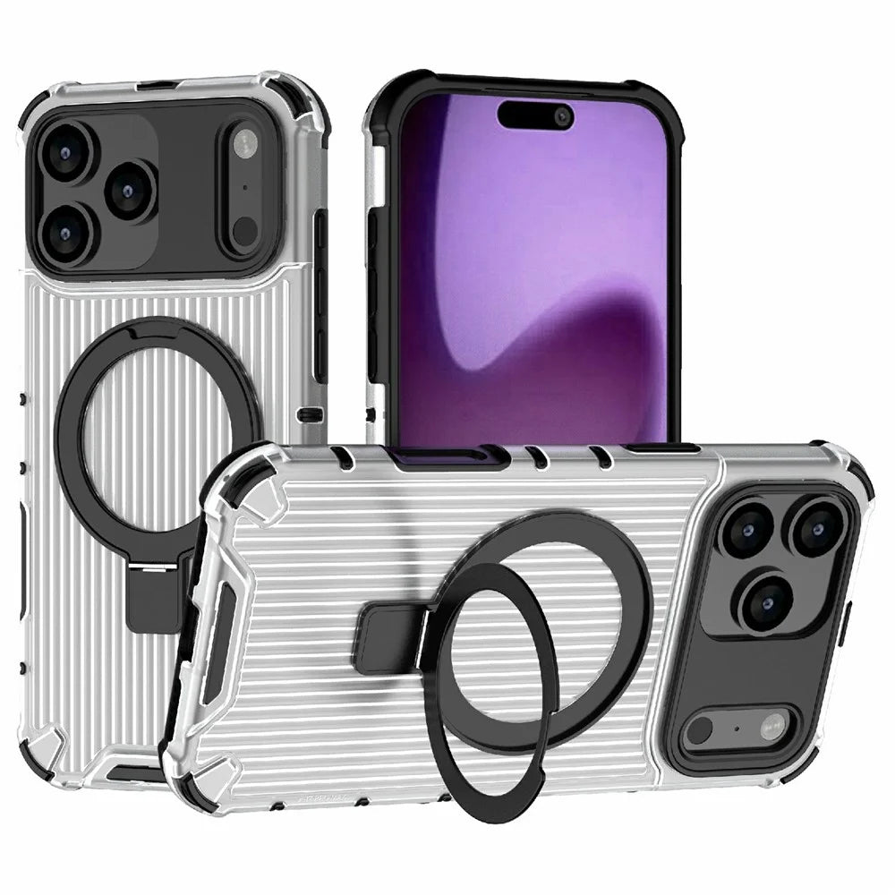 For iPhone 18 Pro Max / 17 Pro Max Magnetic Case with Kickstand PC + TPU Phone Cover Compatible with MagSafe - Transparent - 1