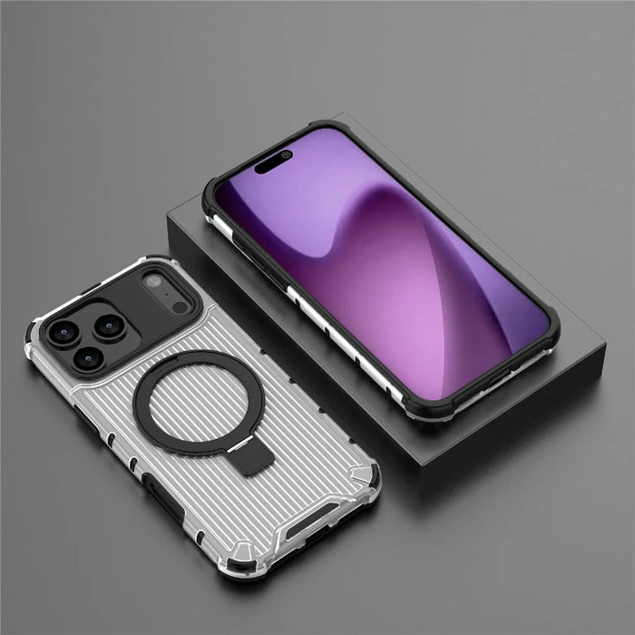 For iPhone 18 Pro Max / 17 Pro Max Magnetic Case with Kickstand PC + TPU Phone Cover Compatible with MagSafe - Transparent - 6