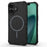 For iPhone 17 Case Compatible with MagSafe Corrugated Texture Heat Dissipation TPU + PC Phone Back Cover - Black - 1