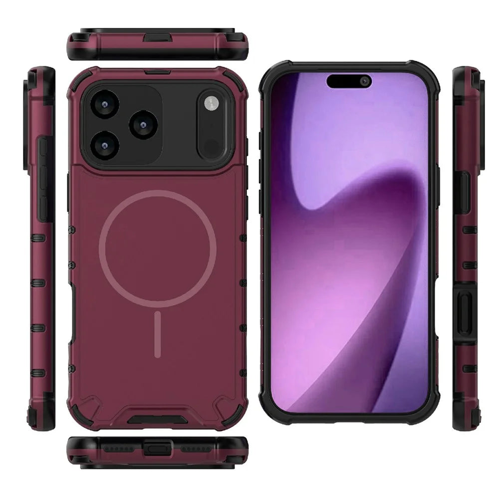 For iPhone 18 Pro Max / 17 Pro Max Case Compatible with MagSafe Corrugated Texture Heat Dissipation TPU + PC Phone Back Cover - Purple - 3