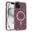 For iPhone 14 Plus / iPhone 15 Plus Magnetic Case Glitter Design TPU PC PET Drop Proof Phone Cover - Transparent Pink - 1