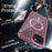 For iPhone 14 Plus / iPhone 15 Plus Magnetic Case Glitter Design TPU PC PET Drop Proof Phone Cover - Transparent Pink - 3