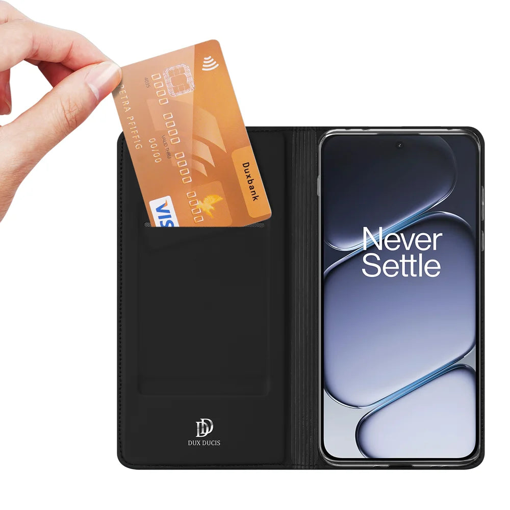 DUX DUCIS For OnePlus Ace 6T 5G / OnePlus 15R 5G / OnePlus Ace 6 5G Case  Skin Pro Series Leather Stand Cover Card Holder - Black - 2
