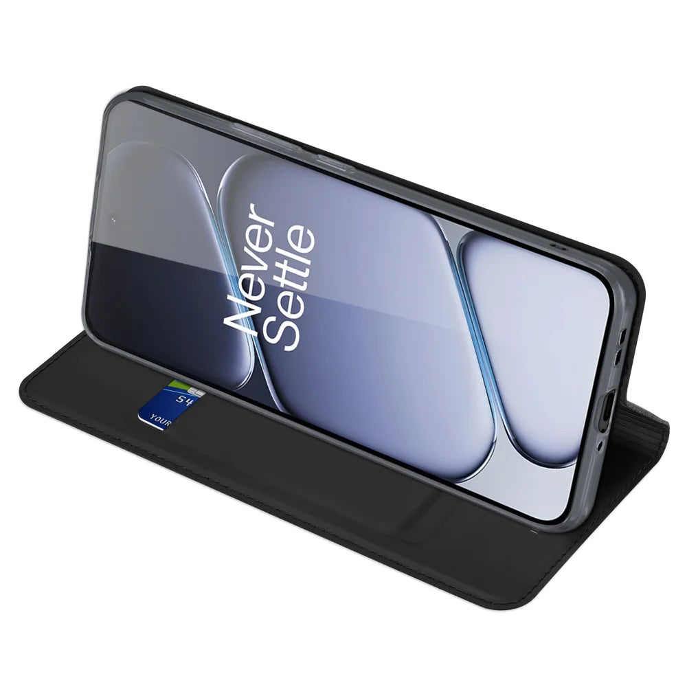 DUX DUCIS For OnePlus Ace 6T 5G / OnePlus 15R 5G / OnePlus Ace 6 5G Case  Skin Pro Series Leather Stand Cover Card Holder - Black - 5
