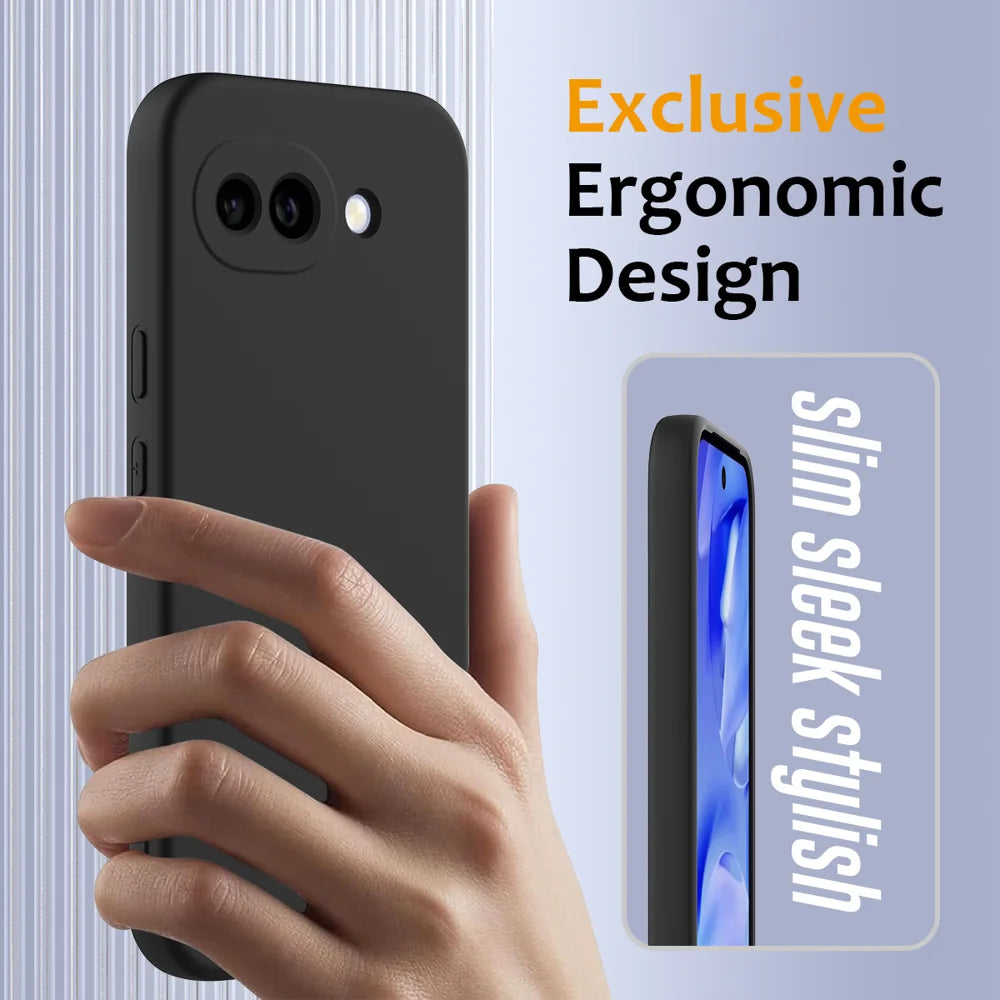 For Google Pixel 10a Magnetic Case Anti-Drop Liquid Silicone Phone Cover - Black - 4