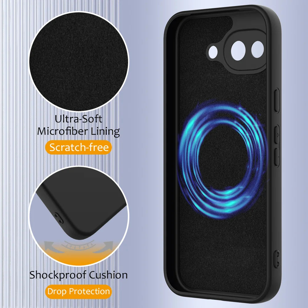 For Google Pixel 10a Magnetic Case Anti-Drop Liquid Silicone Phone Cover - Black - 7