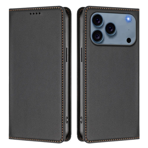 For iPhone 18 Pro Max / 17 Pro Max Leather Wallet Case Magnetic Closure RFID Blocking Phone Cover - Black - 1